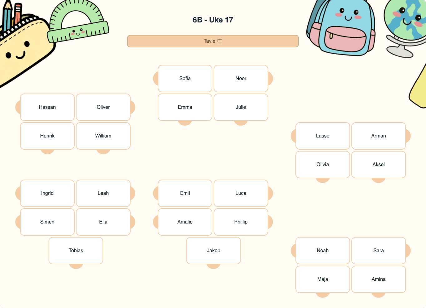 Eksempel på klassekart med ferdig stil og fargekoding